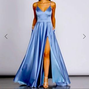 Beautiful blue satin night gown.